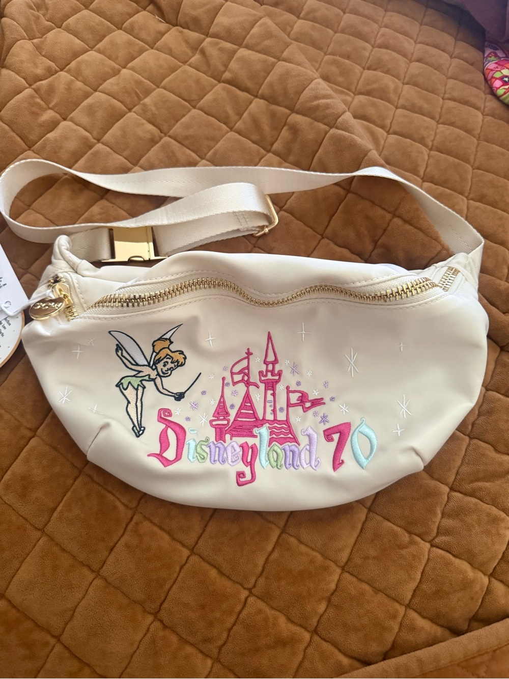 Stoney Clover Lane Cream Crossbody with Pink & Aqua Disneyland 70 Embroidery - Picture 7 of 9